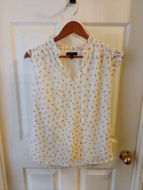 Haver London White Cherry-Print Sleeveless Camisole